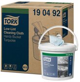 Utěrky čisticí Tork Low-Lint, 200 útržků, 30 x 16,5 cm, 60 m, tyrkysové, v kbelíku, W10