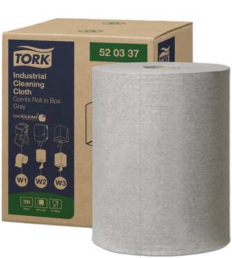 Utěrky čisticí průmyslové Tork, 390 útržků, 38 x 32 cm, 148,2 m, šedé, W1/W2/W3 Utěrky čisticí průmyslové Tork, 390 útržků, 38 x 32 cm, 148,2 m, šedé, W1/W2/W3
