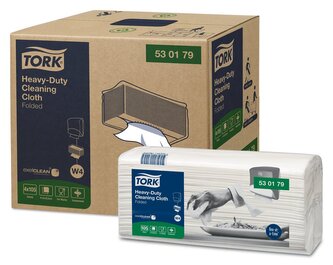 Utěrky čisticí skládané Tork Heavy-Duty, 105 ks, 35,5 x 41,5 cm, bílé, W4