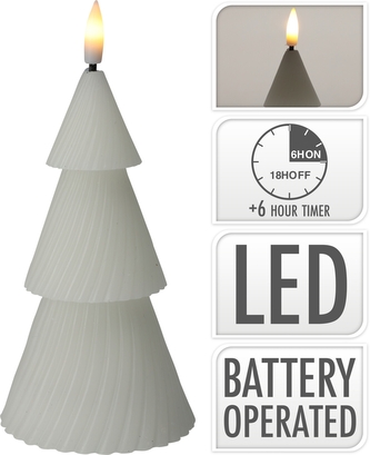 Svíčka stromek s plamínkem LED bílá