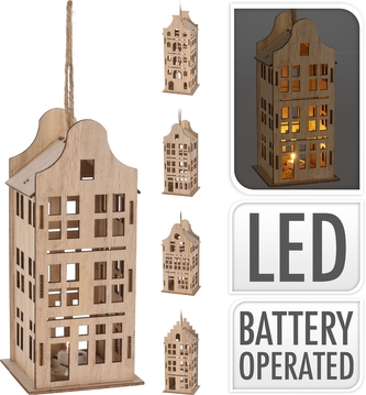 Domek dřevo hnědý LED větší