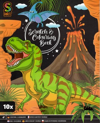 Škrabací + vymalovávací obrázky, 10 listů - dino