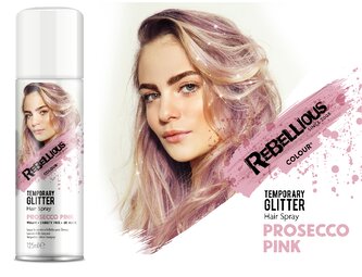Dočasný třpytivý sprej na vlasy, 125 ml - Růžový "Prosecco Pink"