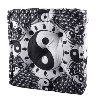 Meditační taburet, JIN - JANG, čtverec, barva bílá/černá