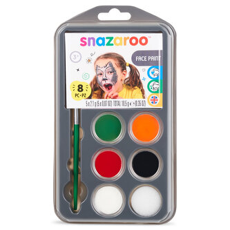 Obličejové barvy 5x2 ml, houbička a štětec - Hallowen
