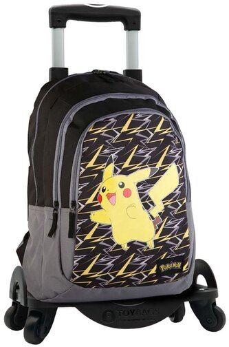 Dětský batoh s vozíkem Pokémon: Pikachu (objem 26 litrů|30 x 44 x 20 cm) černá tkanina