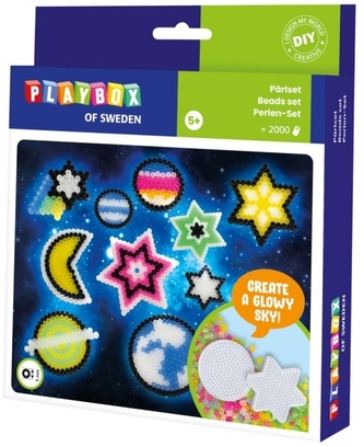 Zažehlovací korálky- Noční obloha- 2000ks korálků, 2 ks tvarované destičky