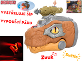 Dinoworld dinosaurus hlava 17cm na baterie chrlící páru se světlem a zvukem v krabičce