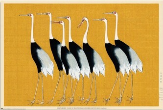 Plakát, Obraz - Ogata Korin - Flock of Beatiful Japanese Red Crown Crane, 91.5 × 61 cm