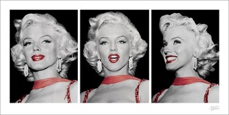 Umělecký tisk Marilyn Monroe - Red Dress Triptych, 100 × 50 cm