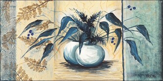 Umělecký tisk Modré listy, Takira, 50 × 25 cm