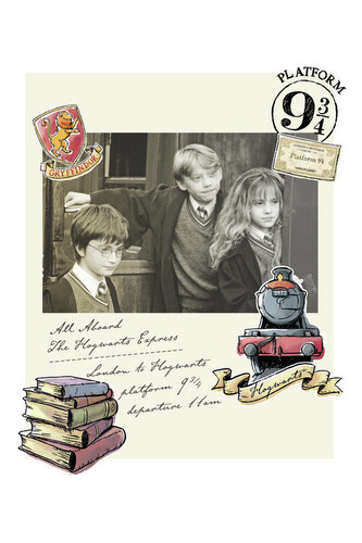 Umělecký tisk Harry Potter - Hermiona, Harry a Ron, 26.7 × 40 cm