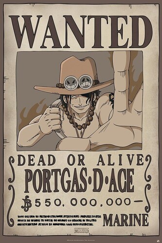 Plakát, Obraz - One Piece - Wanted Ace, 61 × 91.5 cm
