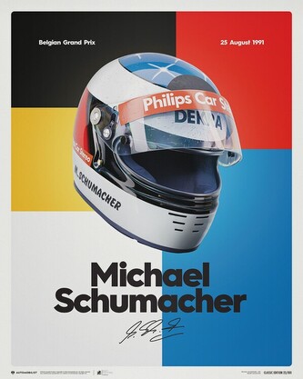 Umělecký tisk Michael Schumacher - Helmet - 1991, 40 × 50 cm
