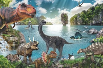 Plakát, Obraz - Dinosaurs - Collage, 91.5 × 61 cm