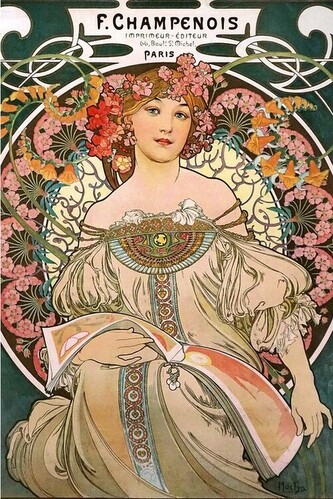 Plakát, Obraz - F. Champenois, Alfons Mucha, 61 × 91.5 cm