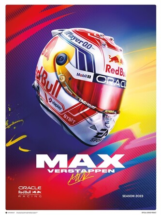 Umělecký tisk Max Verstappen - Helmet 2023, 40 × 50 cm