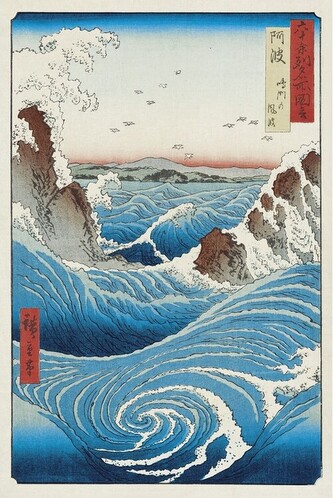 Plakát, Obraz - Hiroshige - Whirlpools, 61 × 91.5 cm