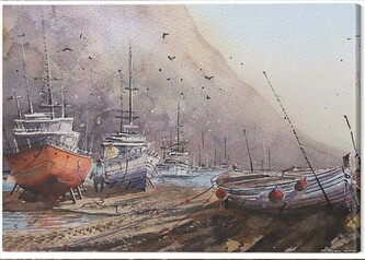 Obraz na plátně Rajan Dey - Docked, 2 - 40×50 cm