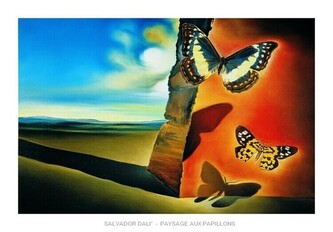 Umělecký tisk Salvador Dali - Paysage Aux Papillons, Salvador Dalí, 70 × 50 cm