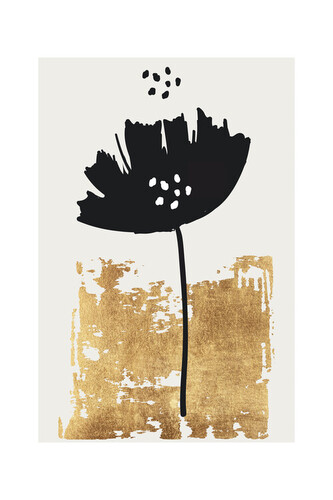 Plakát, Obraz - Kubistika - Black poppy, 40 × 60 cm