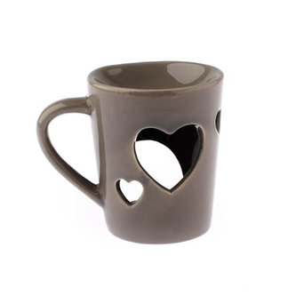 Keramická aromalampa se srdcem - hnědá