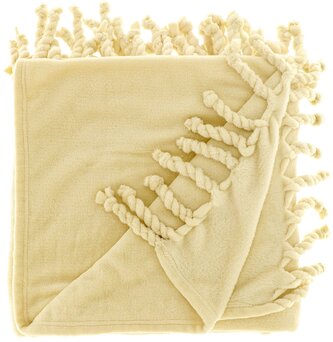 Hřejivý pléd s třásněmi Lieke světle žlutý