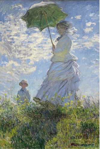 Plakát, Obraz - Žena se slunečníkem - Madame Monet a její syn, 61 × 91.5 cm