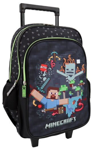 Batoh s vozíkem Minecraft: TNT (objem 28 litrů|33 x 43 x 20 cm) černý polyester