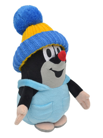 Krtek 20 cm, kalhotky, kulich modro-žlutý, plyšová hračka