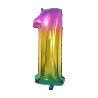 BALÓNEK ČÍSLICE 1, 34X16CM DUHOVÁ FÓLIE