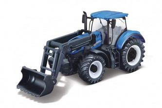Traktor Bburago s nakladačom Fendt 1050 Vario/New Holland kov/plast 16cm 2 druhy v krabičke 21x11x8cm
