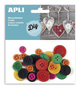 APLI gombíky drevené O 11, 18, 21 mm - mix farieb 30 ks