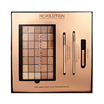 Makeup Revolution Amplified Eyeshadow Palette Naked Golds - Dárková sada s paletkou očních stínů pro ženy