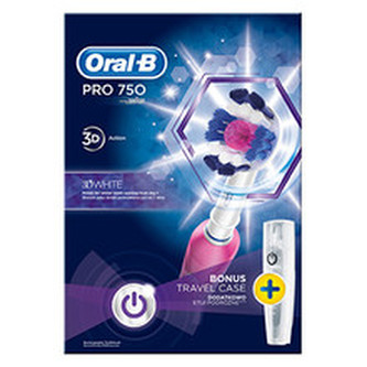 Oral B Pro 750 3D White - Elektrický zubní kartáček + cestovní pouzdro pro ženy