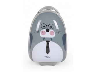 Dětský pojízdný kufr Mrož Grey