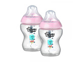 Kojenecká láhev C2N s obrázky růžová 2ks 260ml 0m+