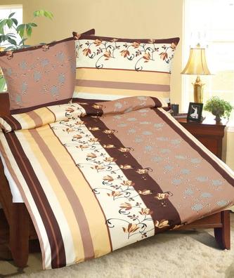 Povlečení bavlněné - hnědá kytka - 140x200, 70x90