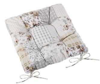 Sedák EMA prošívaný - béžovošedý patchwork - 40 x40 cm, prošívaný