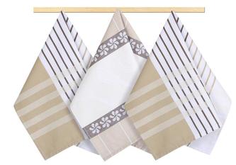 Kuchyňské utěrky - proužek béžový,hnědý ,bílý - 50x70 cm