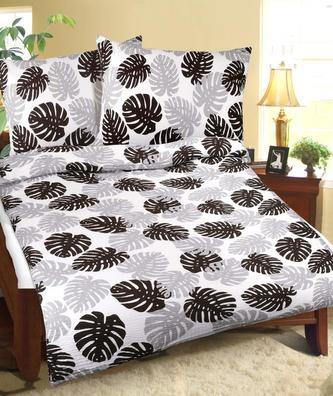 Povlečení bavlněné - lupení hnědošedé - 140x200, 70x90