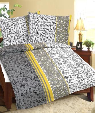 Povlečení bavlněné - šedá kytička - 140x200, 70x90