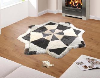 Evropské merino vlněná předložka osmiúhelník - přírodní - cca 110 x 110 cm