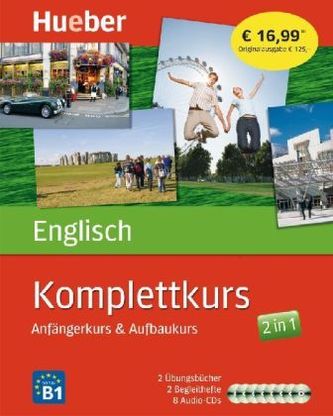Komplettkurs Englisch, 2 Übungsbücher, 2 Begleithefte u. 8 Audio-CDs