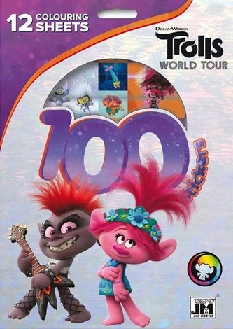 Trollové 2 - 100 samolepek s omalovánkovými listy