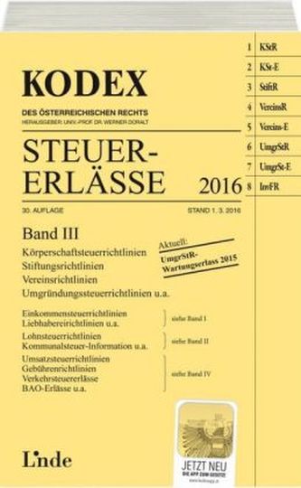 KODEX Steuer-Erlässe 2016 (f. Österreich). Bd.3