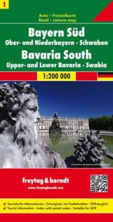 Freytag & Berndt Auto + Freizeitkarte Bayern Süd - Ober- und Niederbayern - Schwaben. Baviera Sur, Centro. Beieren Zuiden, Midde