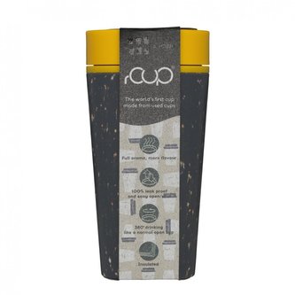 rCUP (340 ml) - čierna / horčicovo žltá - z jednorazových papierových téglikov