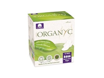 Organyc Nočné vložky s krídelkami Heavy (10 ks) - 100% z biobavlny, 4 kvapôčky