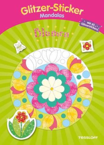 Glitzer-Sticker-Mandalas Blumen. Malbuch ab 5 Jahren